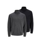 JACK & JONES ESSENTIALS regular fit gebreide coltrui - zwart/donkergrijs (set van 2)