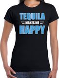 Bellatio Decorations Tequila makes me happy / Tequila maakt me gelukkig drank t-shirt zwart voor dames - tequila drink shirt - themafeest / outfit XL