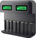 DrPhone BL9 Chargeur de batterie 8 ports 1.2V AA / AAA / SC / C / D / NiMH batteries rechargeables avec écran LCD – Noir