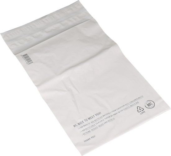 Verzendzak - Gerecycled LDPE - 25x35cm - Wit - 500 stuks