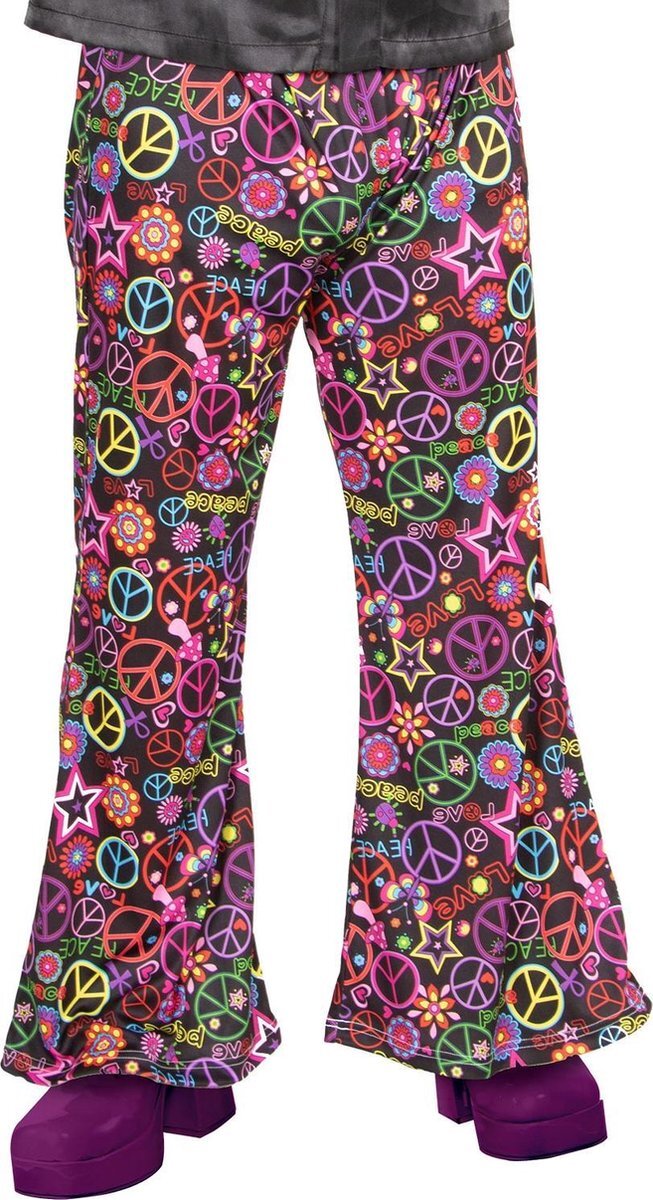 Amscan Verkleedbroek Peace Heren Nylon Zwart 42/44