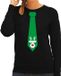 Bellatio Decorations Stropdas Kersttrui/sweater Rendier - Zwart - Dames S