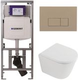 Geberit QeramiQ Dely Toiletset - Diepspoel - Rimless - Inbouwreservoir - Softclose - Taupe