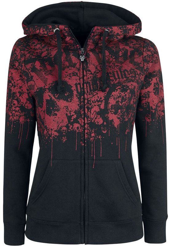 Rock Rebel by EMP Zwarte hoodie met rode opdruk - Dames - 5XL