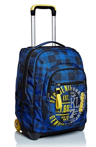 Seven Trolley Check - blauw - 2-in-1 rugzak met cross-over-systeem - school en reis