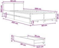 vidaXL Cadre de lit avec tête de lit Sonoma chêne 80 x 200 cm Bois composite