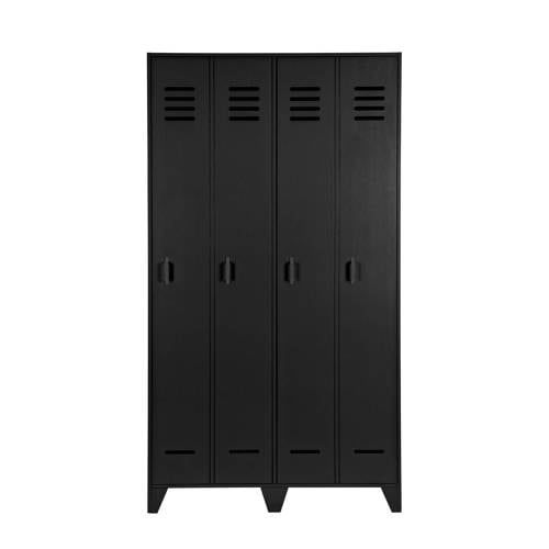 WOOOD Stijn Lockerkast 2-Deurs - Zwart - Grenen - 103x187x40cm