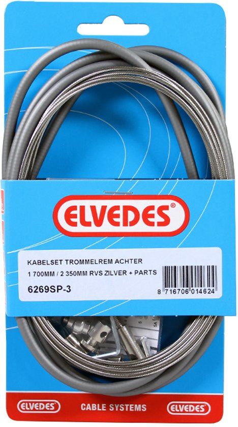 Elvedes Remkabelset Trommelrem Achter RVS Grijs