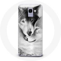 Maniacase Hoesje voor Samsung Galaxy A8 2018 Wolf Duo dieren