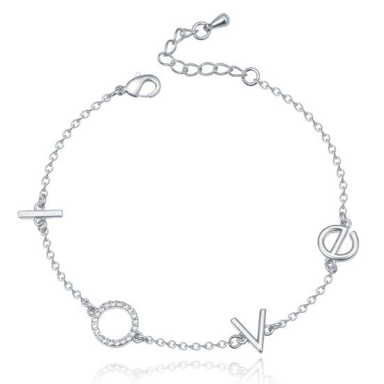 LGT JWLS LOVE Damesarmband Zilverkleurig met Zirkonia Verstelbaar