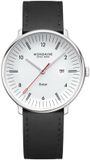 Mondaine Doppio 41mm staal leer zwart solar heren polshorloge