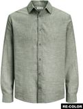 JACK&JONES JJESUMMER LINEN BLEND SHIRT L/S SN Heren Overhemden XL Katoen Linnen Groen
