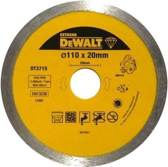 DeWalt DT3715 Diamantdoorslijpschijf - 110 x 20 x 1,6mm - tegels & natuursteen