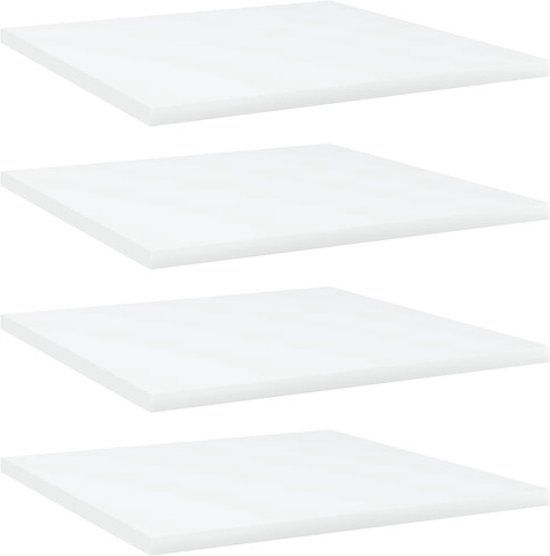 vidaXL Wandschappen - 4 stuks - 40x40x1,5 cm - Bewerkt Hout - Wit