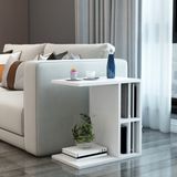 [en.casa] Table d'appoint Ravnsborg avec 2 étagères 50x50x30 cm blanc