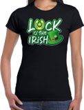Bellatio Decorations Shoppartners Bv St. Patricks day t-shirt zwart voor dames - Luck of the Irish - Ierse feest kleding / outfit / kostuum M