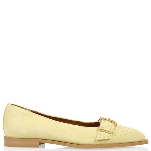 DWRS Port Vila suède leren loafers met siergesp lichtgeel