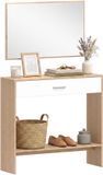 HOMCOM Opbergset voor de hal - Spaanplaat - 91,5 x 27,9 x 85,5 cm - Eikenhout