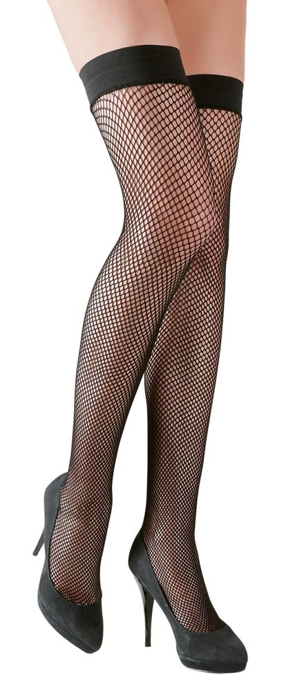 Cottelli Collection Stay-up netkousen zwart - Polyamide - Maat: one size