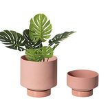 UBEE Keramische plantenpotten voor planten binnen bloembak 5,43 inch en 4,61 inch vetplanten mand met afvoergat schotel, set van 2, terracotta