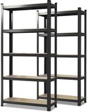 FLOORDIREKT Lakota Rekken voor zwaar gebruik - Set van 2 - Aanpasbaar - Zwart - 150 x 75 x 30 cm