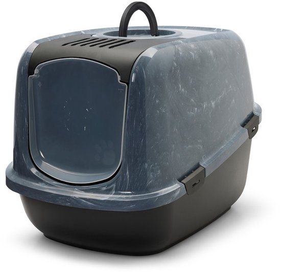Savic Nestor Jumbo Marmer Kattenbak - Marmer Look - Antraciet/Wit
