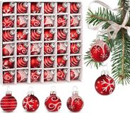 BRUBAKER 36-Delige Set Kerstballen Met 3 Cm Boomballen - Met De Hand Gedecoreerde Kerstboomversieringen Mini-Kerstballen Voor De Kerstboom En Kerstversiering - Kerstboomballen Van Glas – Rood