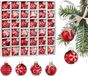 BRUBAKER 36-Delige Set Kerstballen Met 3 Cm Boomballen - Met De Hand Gedecoreerde Kerstboomversieringen Mini-Kerstballen Voor De Kerstboom En Kerstversiering - Kerstboomballen Van Glas – Rood