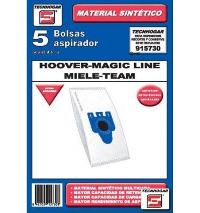 Tecnhogar 915730 Drum Vacuum Dust Bag - 5 Pack - White - Compatible with Hoover & Miele