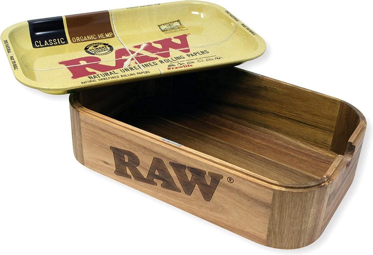 Raw Cache / Wooden Box with Tray Lid - Rolling Tray