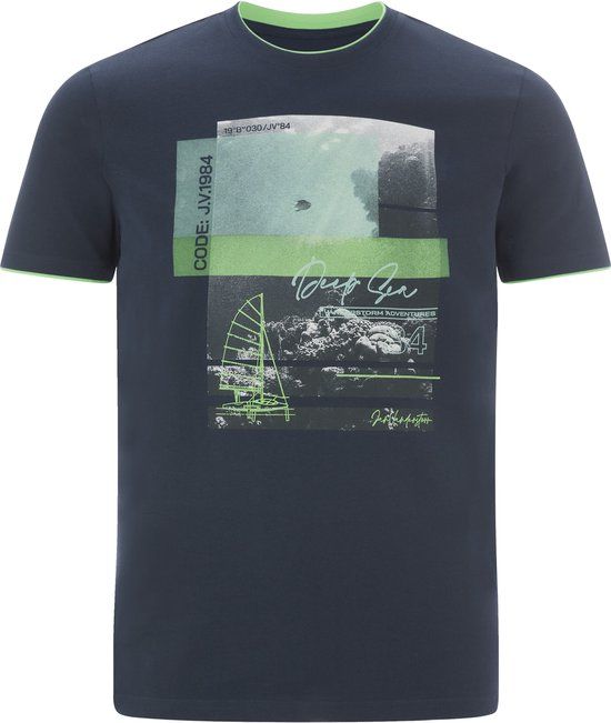 Jan Vanderstorm heren T-shirt - 68/70 - donkerblauw - Plus Size