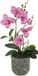 Kunstbloem Bol Kunstbloem, vlinder, orchidee met bladeren en luchtwortels in pot van keramiek, roze