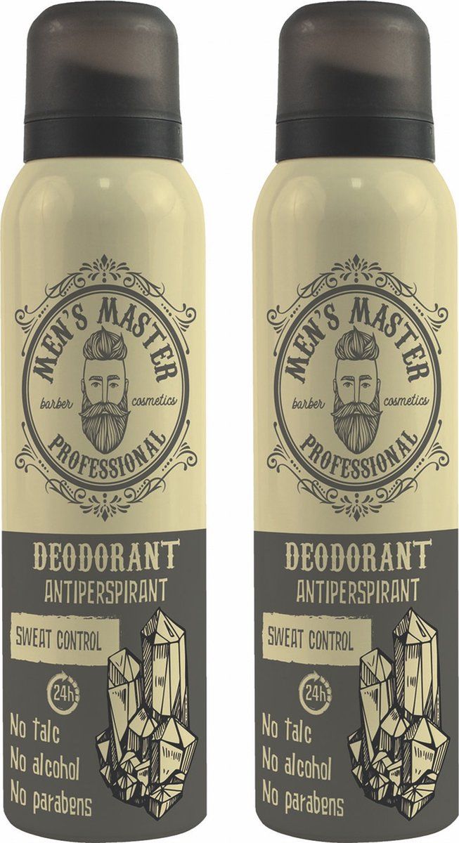 Men's Master Panda Men's Master Deodorant Man - 24 Uurs Bescherming - Frisse Houtachtige Geur - Anti Witte Sporen - Voordeelverpakking - 2 x 150ML