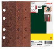 Bosch 25-delige schuurbladenset diverse materialen (korrel 40/60/80/120, 8 gaten, accessoire vlakschuurmachine)
