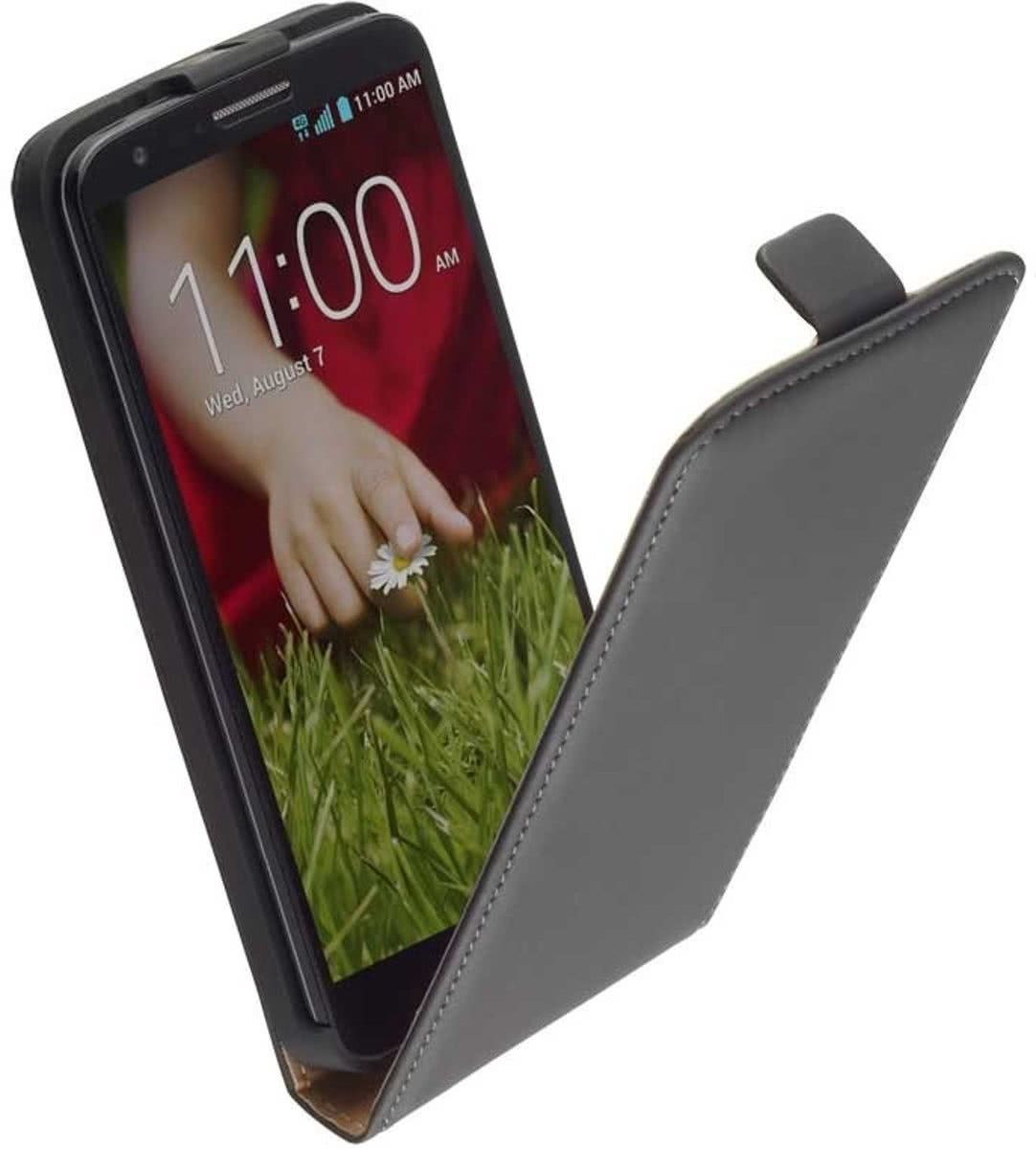 LELYCASE Lederen Zwart Flip Case Cover Hoesje LG G2 Mini