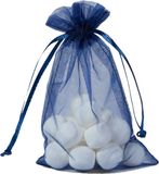Merkloos Donker blauw organza zakje – 13×18 cm – 25 st – Organza