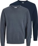 JACK&JONES JJEBASIC KNIT CREW NECK 2PK MP Heren Trui Navy Blazer XXL