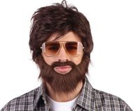 Bristol Novelty Ltd Bristol Novelty Unisex Vegas Vacation Wig And Beard Set (Brown)