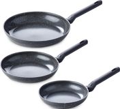 BK Universe Koekenpannenset 3-delig - 20/24/28cm - PFAS-vrije antikleeflaag - Pannenset inductie - Keramische pan - Ovenbestendig tot 160°C - Koudgreep - Zwart/graniet