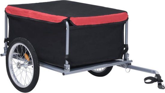 vidaXL Fietstrailer 65 kg Zwart en Rood