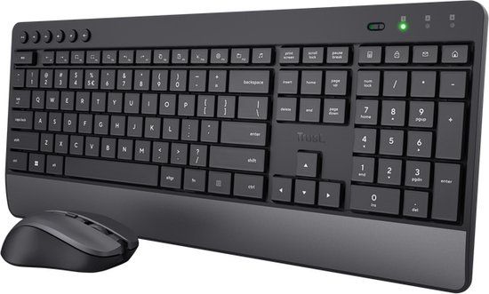 Trust Trezo Spaans QWERTY draadloos toetsenbord en muis, zwart