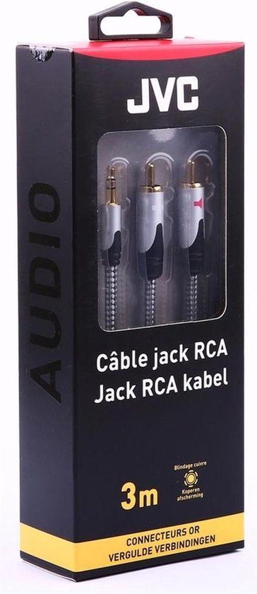 JVC Audio Cable - 3.5mm Jack to 2 RCA - 3m - Grey