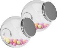 2x pots à bonbons en verre 16 cm - 1500 ml - Transparent - Rond - Verre