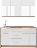 Vicco Eenpersoonskeuken Fame-Line, Wit Hoogglans/Goudkleurig Eiken, 150 cm