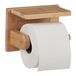Relaxdays Toiletpapierhouder met plank voor mobiele telefoon en vochtige doekjes van natuurlijk bamboe, 12 x 16 x 10 cm
