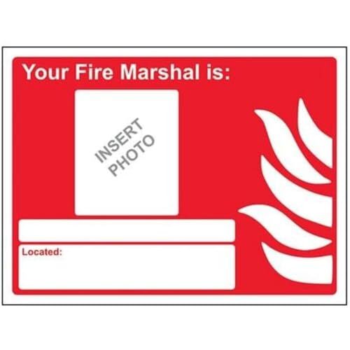 V Safety VSafety Your Fire Marshal Is: Teken - 300mm x 200mm - Zelfklevende Vinyl