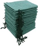 Ibenzoa® Set van 30 Luxe Donkergroen Linnen Cadeauzakjes met Koordsluiting
