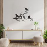 RAW-Wood® Wanddecoratie Tak Met Vogels - 82.5 x 59 cm - Hout