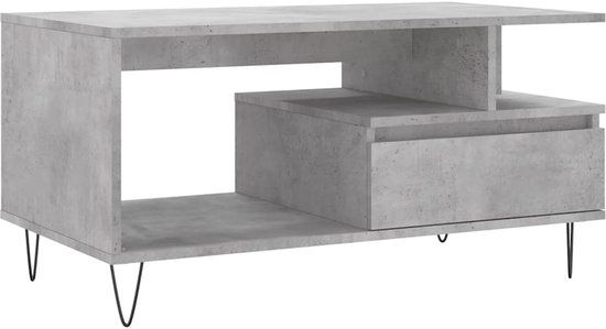 vidaXL Salontafel - 90x49x45 cm - Bewerkt Hout - Betongrijs