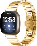 By Qubix - Metalen schakelband - Goud - Geschikt voor Fitbit Versa 3/4 & Sense 1/2